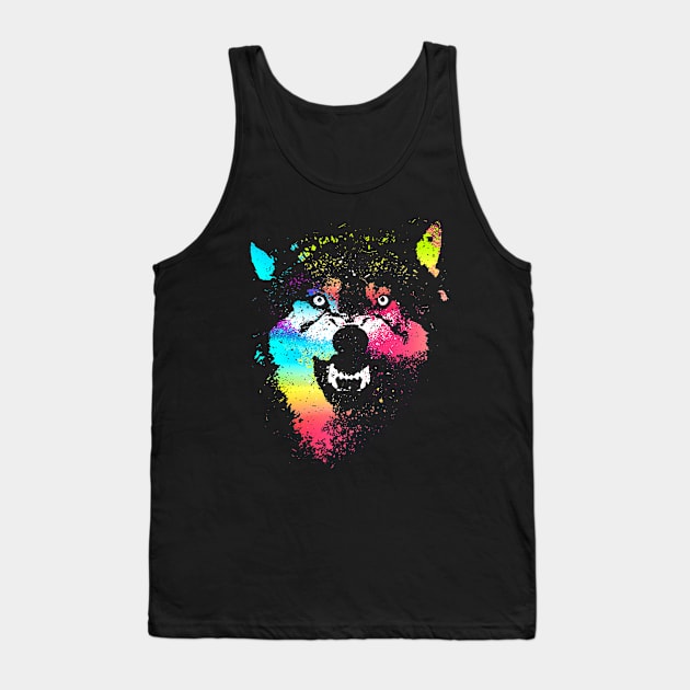 Technicolor Wolf Tank Top by clingcling